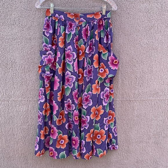 Vintage Young Edwardian Purple Floral Circle Maxi Skirt - Picture 8 of 13